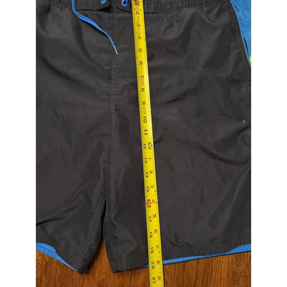 Nike Swim Trunks Mens XXL Navy Blue Neon Yellow Stripe Board Shorts Cargo Pocket - Picture 3 of 9